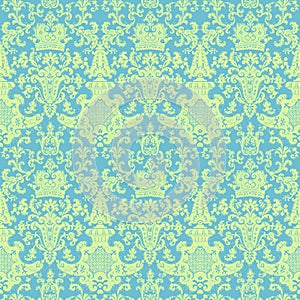 Victorian vintage blue green damask pattern