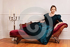 Victorian woman on fainting couch