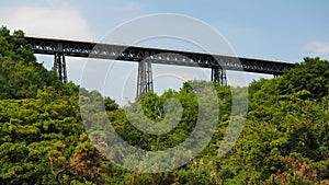 The Victorian wrought iron Meldon Viaduct, disused railway line and part of the Granite Way, Dartmoor