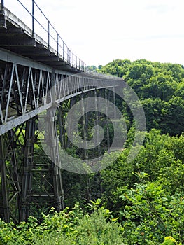 Victorian wrought iron Meldon Viaduct, disused railway line and part of the Granite Way, Dartmoor