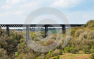 The Victorian wrought iron Meldon Viaduct, disused railway line and part of the Granite Way, Dartmoor National Park