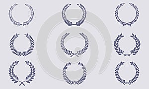 Victorious Black and White Laurel Wreath Vector Illustration - Ancient Greek Symbol