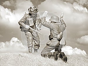 Victorious British soldier and fallen Nazi photo