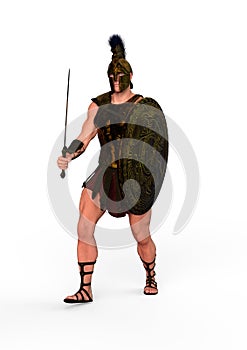 The victorious Hoplite, 3D Illustration