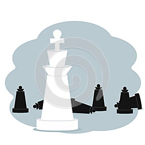 Victory and achievement concept. King and pawns chess pieces illustration