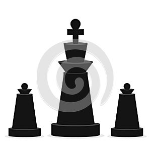 Victory and achievement concept. King and pawns chess pieces illustration