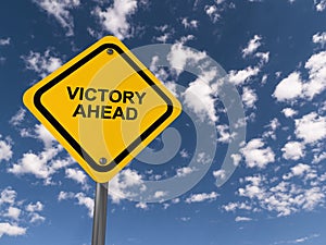 Victory ahead traffic sign