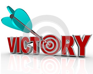 Victory Arrow in Word Succeed Triumph in Competition