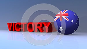 Victory with Australia flag on blue