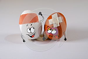 Victory in a boxing round between two different eggs