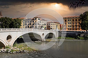 Victory Bridge Ponte della Vittoria. Verona, Italy, Europe.