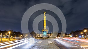 Victory Column in Berlin, Germany, by night