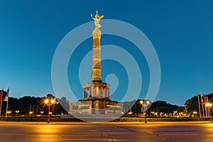 The Victory Column in Berlin at night