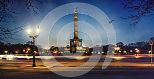 Victory Column Berlin at night