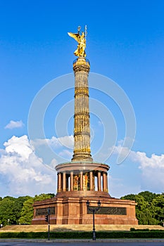 Victory Column monument with a viewing platfrom in top for a city view over Berlin city, Germany