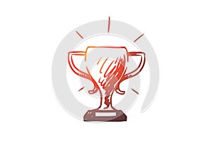 Victory, cup, trophy, competition, success concept. Hand drawn isolated vector.