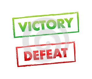 Victory and Defeat Stamped Labels Vector Illustration in Distressed Style