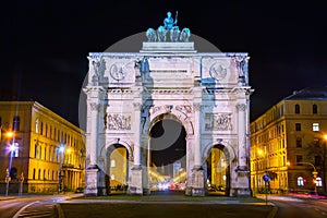 Victory Gate triumphal arch (Siegestor) in Munich, Germany photo