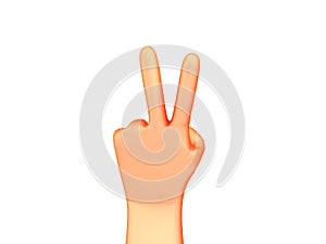 victory hand emoji 3D illustration. hand show two fingers