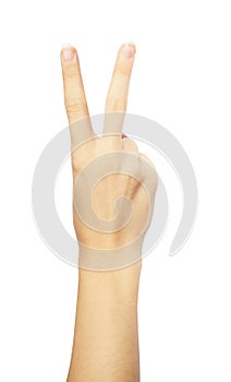 Victory hand sign fingers