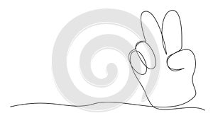 Victory One line drawing isolated on white background