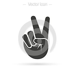 Victory or peace hand gesture V sign, Isolated vector illustration. Success, winner concept icon.