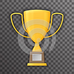 Victory Prize Award Realistic 3d Symbol Transparent Background Trophy Cup Icon Template Mock up Design Vector