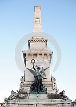 Victory sculpture of the Monument to the Restorers in Restauradores Square, Lisbon, Portugal