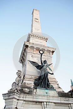 Victory sculpture of the Monument to the Restorers in Restauradores Square, Lisbon, Portugal