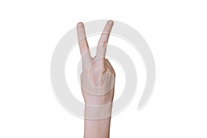Victory sign ,Young woman hand isolated gesture