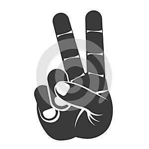 Victory silhouette peace V sign hand gesture index middle fingers raised parted icon design vector illustration photo