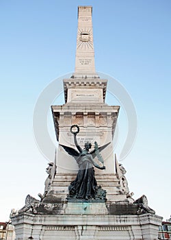 Victory statue at the northern side of the Monument to the Restorers, Lisbon, Portugal