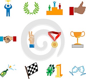 Victory and Success Icon Set Series Design Elements