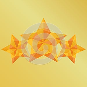 Victory three triangulation yellow star on gold background