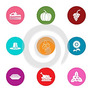 Victuals icons set, flat style photo