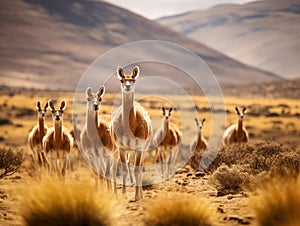 Vicunas in the peruvian Andes Arequipa