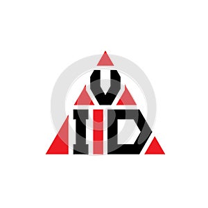 VID triangle letter logo design with triangle shape. VID triangle logo design monogram. VID triangle vector logo template with red photo