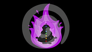 video animation black silhouette person sacre fire flame purple