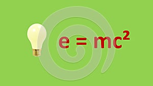 Video Animation - Einstein Formula - Relativity Theory - Zooming Bulb - Green Screen