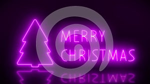 Video animation of glowing neon text with the message Merry Christmas in magenta