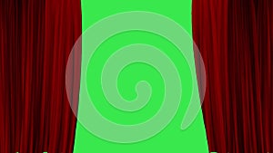 Video Animation - Red Curtain - Opening - Green Screen