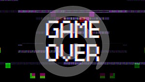 Video animation of a television screen with the message game over