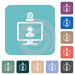 Video assistance rounded square flat icons