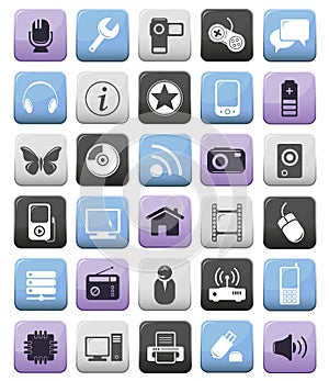 Video audio and multimedia icons set