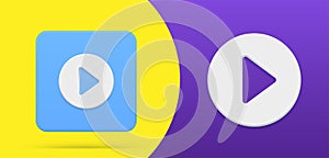 Video audio play button logo icon vector illustration. Cyberspace digital emblem arrow content