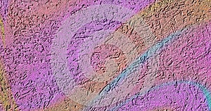 Video background of colorful bright gradient pink, blue and gold textured cement or concrete wall background. Deep focus