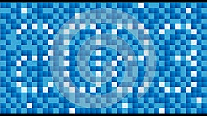 Video banner from blue pixels. Pulsating inscription 2023, on a blue pixelated background.