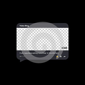 Video Blog Notification Banner Illustration. Social Media UI Concept. Empty Space for Adding Photo or Image. Editable