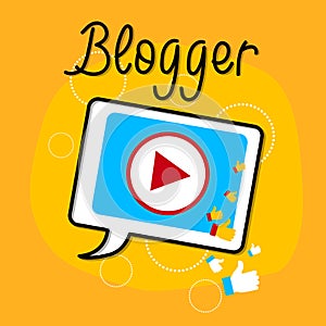 Video Blog Tablet Player Interface Icon Bloggind Concept