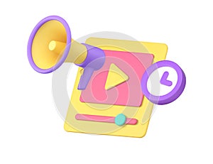 Video blog vlog channel online broadcasting time announce advertising 3d icon realistic vector